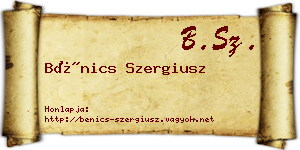 Bénics Szergiusz névjegykártya
